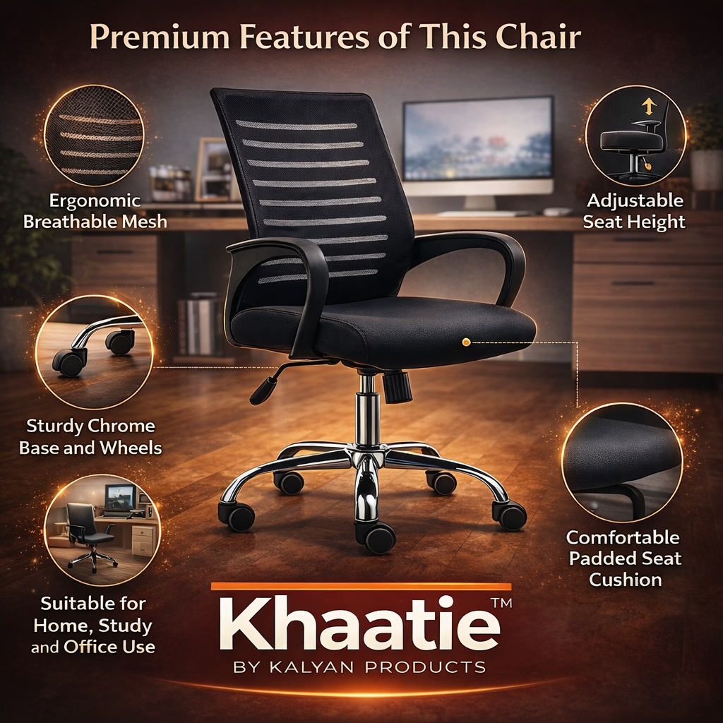 Khaatie | 1002 Ergonomic Office & Study Chair with Breathable Mesh Back